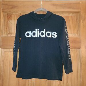 Boys adidas Black/Silver Hooded Long Sleeve T Shirt
